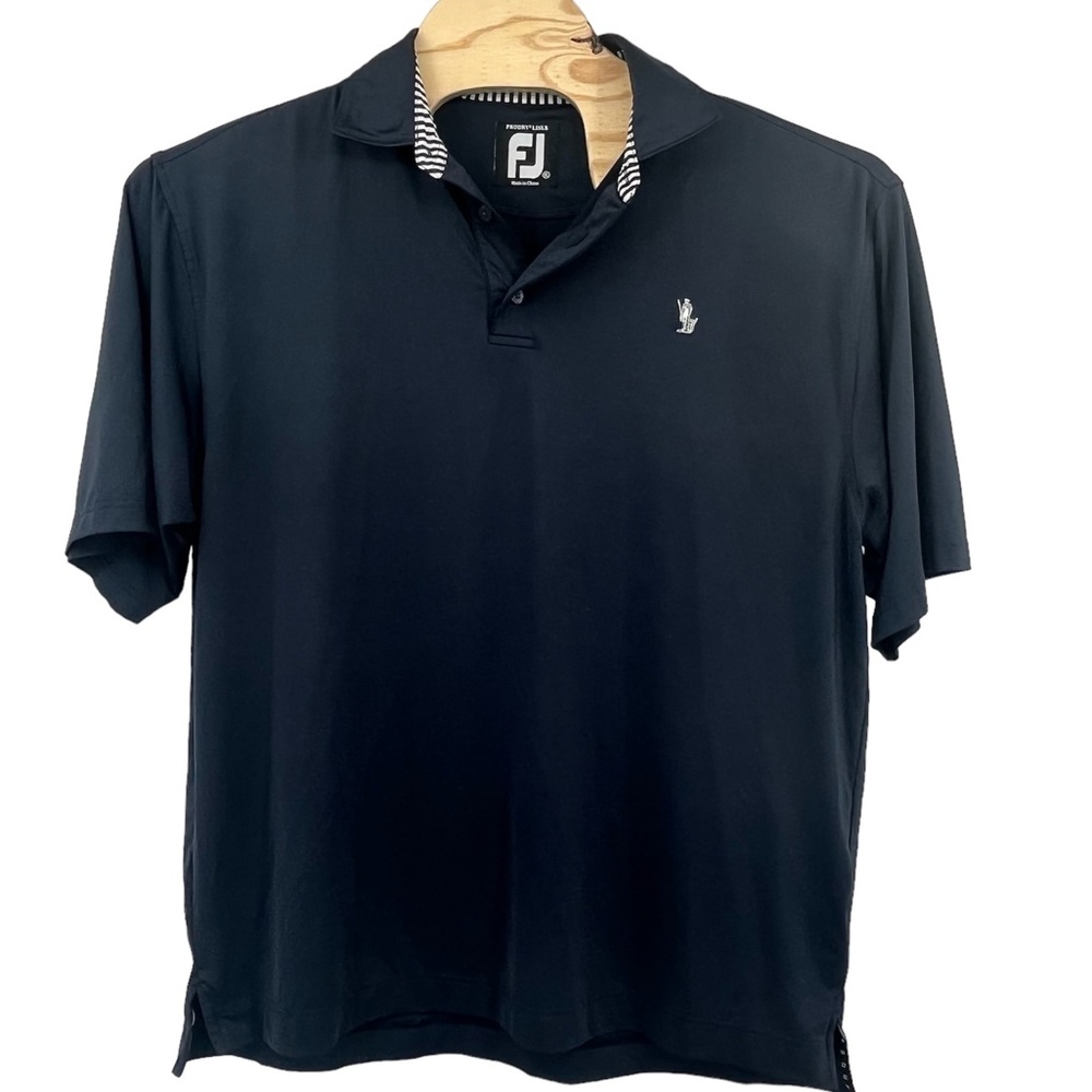 Footjoy FJ Mens XL Black Prodry Lisle Performance Tech Golf Polo Lexington Golf.
